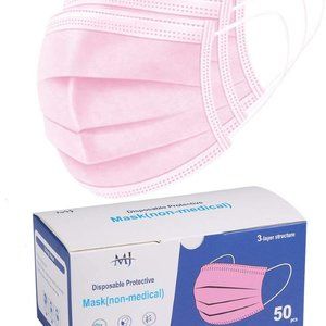 50PC PINK 3PLY DISPOSABLE FACE MASK
